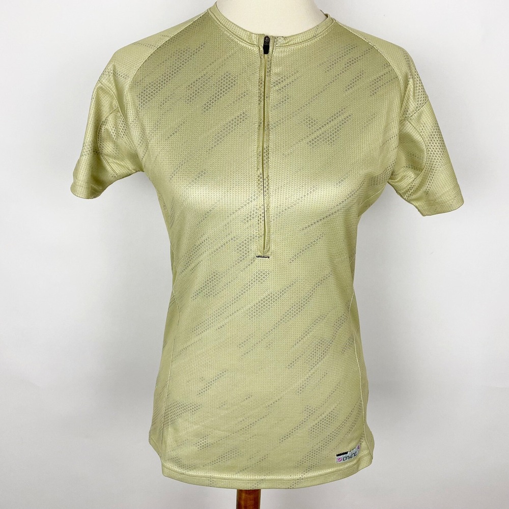 DAKINE Half Zip‎ Geometric Print Short Sleeve Cycling Jersey Women L Chartreuse